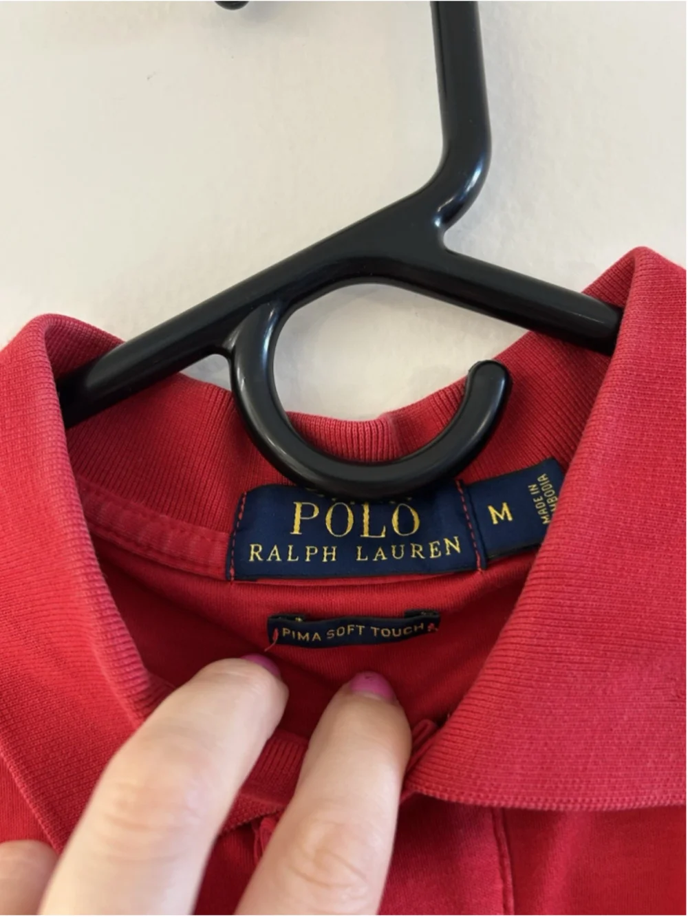 Polo Ralph Lauren Shirt Short Sleeve Pima Soft Touch M Red Tri-color Pony Mens